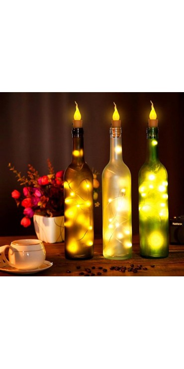10x Warm Wine Bottle Candle Shape String Light 20 LED Night Fairy Lights Lamp