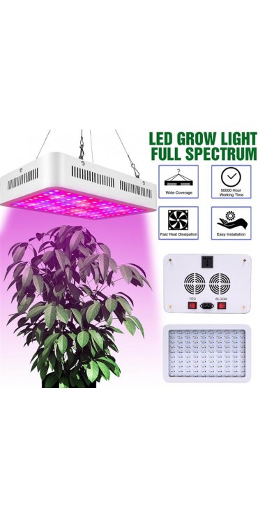 1200W Dual Chips 380-730nm Full Light Spectrum LED Plant Growth Lamp White