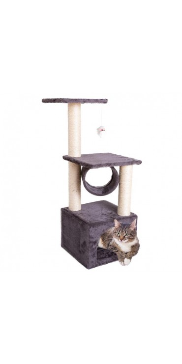 36" Solid Cute Sisal Rope Plush Cat Climb Tree Cat Tower Gray