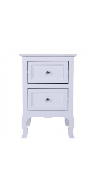 Country Style Two-Tier Night Table Large Size White